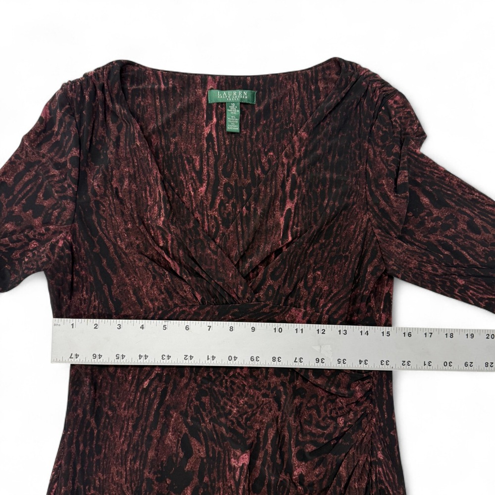 Lauren Ralph Lauren Dress Womens 10 NWT Raisin Toned Animal Print Long Sleeve - Picture 7 of 10